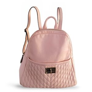 Karl Lagerfeld Paris Pink Quilted Backpack | Turn Lock